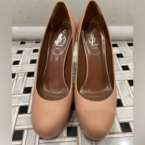 Saint Laurent - YSL - dusty rose nude color Leather Tribtoo Platform Heel 39